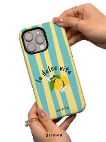 1 Stück Handyhülle mit blau-gelbem gestreiftem Hintergrund und Zitronen Muster, geeignet für Handy 17 Pro Max, 16 Pro Max, 15 Pro Max, 14 Pro Max, koreanischer stylischer und interessanter Handyhülle, kompatibel mit 11/12/13/14/15/59 Pro Max Plus, elegantes Design für Männer und Frauen, ideales Geschenk zu Weihnachten, Valentinstag, Ostern, Hochzeitssaison und Geburtstag für die Freundin - Verschiedenfarbig - Übersicht 4