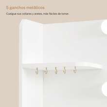 Dressing Table With LED Mirror & Hooks, 9 Drawers & Open Shelves, White Vanity Table For Bedroom, Dressing Table With Ample Storage Space, Makeup Table For Women - White - View 7