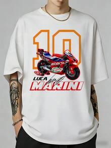 Luca Racing T-Shirt – Number 10 Motorcycle Fan T-Shirt. - White - View 1