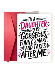 1pc Humorous Greeting Card For Daughter | Special Occasion Birthday Gift From Parents, Cartoon Design, Witty Girl - Multicolor - View 7