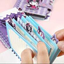 1 pieza Cuaderno de espiral cuadrado de Sanrio, cuaderno con cierre magnético y compartimentos con diseños de dibujos animados lindos, set de regalo, 65 páginas (estilo aleatorio) - Multicolor - Ver 5