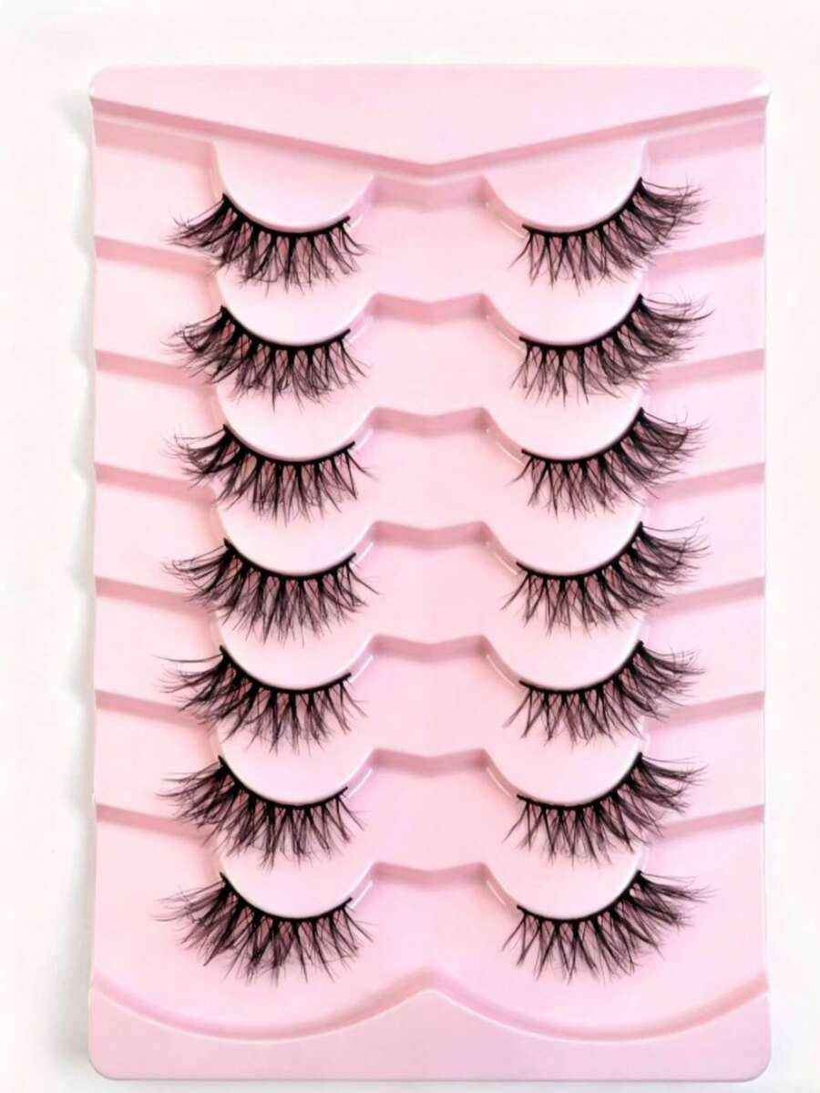 7 pares de pestañas postizas de ojo de gato de 15mm - Negro - Ver 1