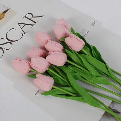 1pc 35cm Lifelike Artificial Velvet Tulip Flower, Moisturizing Texture, Multiple Styles Available, Home Vase Decor, Photography Prop, Gift For Holidays And Parties