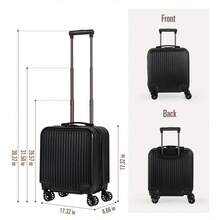 18" Hard Shell Carry On - Mini Small Suitcase With Wheels - Black - View 4
