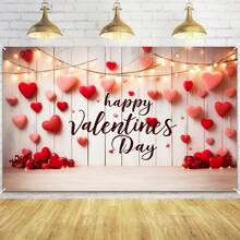 Bandera de decoración de cumpleaños 16 para niños y niñas, rosa dorada, pancarta de celebración dorada, globos de corazón, lindo oso de peluche, decoración de fiesta del día de San Valentín, fondo de - Labios de colores - Ver 10