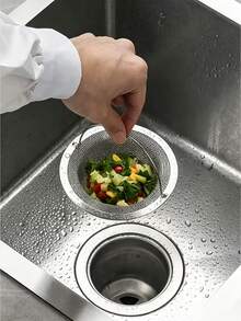 Passoire d'évier en acier inoxydable - Drain et filtre de cuisine, drain et filtre - Avec poignée antidérapante - Filtre de drain de cuisine et de salle de bain haut de gamme - Retient les cheveux, bloque les aliments et les débris - Couvercle de drain en maille durable résistant à la rouille - multicolore - Voir 5