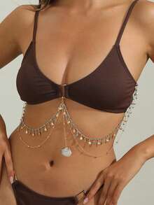 1pc Women's Fashion Sexy Shell Pendant Bikini Chain, Versatile Shiny Body Chain Suitable For Beach & Holiday Wear - Seashell Style - View 2