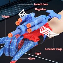 Spider Launcher Toy Set - Spider Web Suction Cup Soft Bullets, Spider Gloves, Superhero Roleplay Props, Worn On Arm For Kids, Family Interactive Game, Boys Girls Holiday Party Gift (Random Accessory Color) - Multicolor - View 4