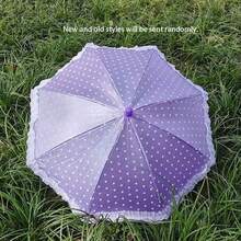 1 chiếc ô cán dài 30cm viền chấm bi, ô đạo cụ khiêu vũ, ô ren dễ thương, đạo cụ chụp ảnh, vật dụng phổ biến tại các điểm tham quan, ô mini chấm bi ánh ngọc trai, ô chấm bi ánh ngọc trai chống thấm nước sáng tạo - nhiều màu - Xem 27