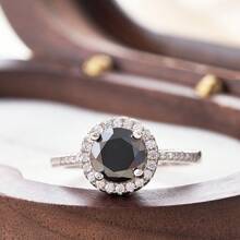 1 pieza Anillo de Moissanite redondo de 1 quilate de plata S925, anillo de compromiso/boda, accesorio de moda diario con caja de regalo - 1CT por pieza - Ver 12