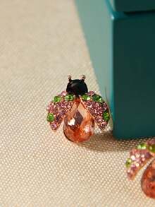 1pair Rhinestone Decor Ladybird Design Stud Earrings - Nhiều màu - Xem 3