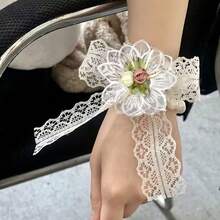 Conjunto de 6 peças de renda floral branca, ideal para projetos de costura e artesanato de casamento. - Ver 4