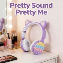 Gerripuer Over-Ear Wireless Headphones, Retractable Foldable Design, Gift For Women, Ideal For Online Lessons, Stress Relief, HiFi Stereo Bass, LED Light - Purple - View 13