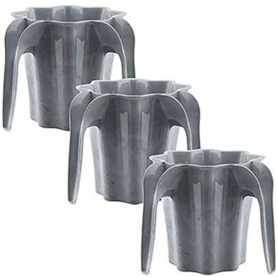 YBM HOME Plastic Star Shaped Wash Cup with Dual Handle - Grey Marble BA854 Pack of 3