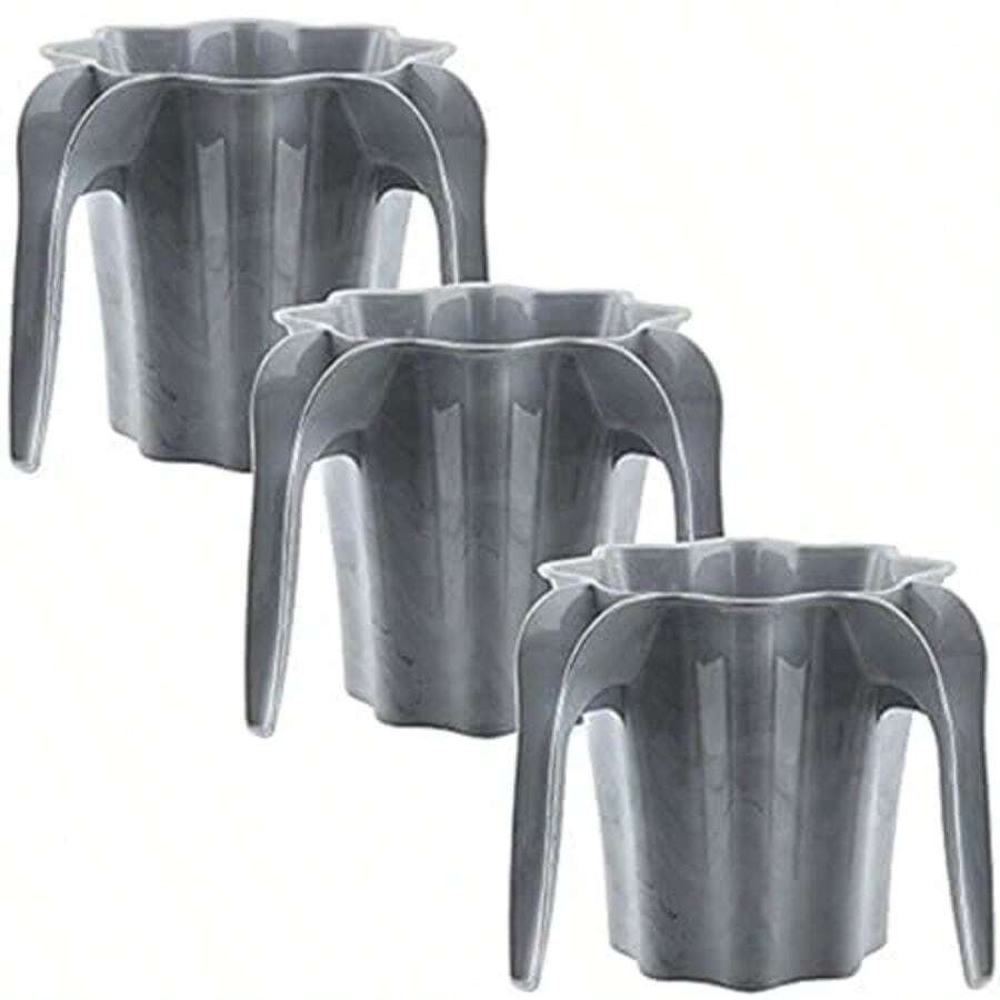 YBM HOME Plastic Star Shaped Wash Cup with Dual Handle - Grey Marble BA854 Pack of 3 - Mrmol Gris - Ver 1