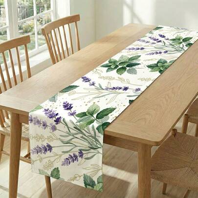 1pc Leaf Print Table Runner, Suitable For Holidays, Parties, Birthdays, Dinners, Restaurant Table Decor, All Seasons, Home Decoration