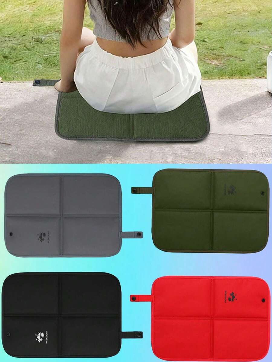 1pc Oxford Cloth Foldable Outdoor Seat Cushion, Waterproof Pad - Portable, Suitable For Camping, Hunting, Hiking, Picnic, Solid Color Pattern, Camping Accessory, Essential Hiking Gear, Vibrant Pattern Design, Durable Fabric, Easy To Clean, Camping Equipment, Camping Necessity