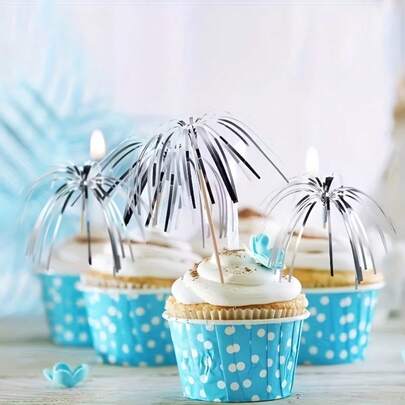 20/40 Pcs For Her/Him Party Supplies - Roostertails, Fireworks, Paper Cups,Cakes, Hats, Graduation Aluminum Foil, Ruffled Edges, Toothpicks, Holiday Cake Decorations, Shapes, Food Picks(Silver/Gold Available)