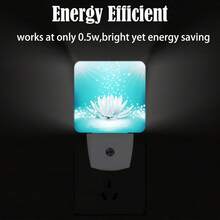 Globos de corazón rosa con luz nocturna, luces de noche enchufables con sensor de anochecer a amanecer para escaleras, pasillo, recámara, ideal para mujeres, niñas y niños, 0.5 W - Flor de loto Zen azul brillante - Ver 5