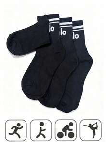 1/2/4 8 pares de calcetines deportivos de poliéster para exteriores - Cómodos, duraderos, unisex, adecuados para todas las estaciones, moda deportiva y casual - Multicolor - Ver 8