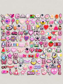 10/20/30/40/50/80/100/200/400 pezzi Serie mista piatta rosa, balena, dessert, unicorno, gatto, farfalla, stella marina, articoli di cartoleria, lavabile, accessori di moda a punta, illumina ogni passo dello stile, incastonato nelle scarpe, perle che brillano, carino per uso quotidiano estivo - 200 pezzi - Visualizzare 1
