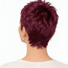 Beaushine Short Brazilian Remy Human Hair Wig Pixie Cut Style, Color 99J, Maintenance-Free, With Soft Rose Mesh Cap, Suitable For Daily Wear And Special Occasions - S99J - View 7