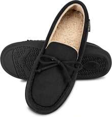 Isotoner Men's Slip-On Indoor/Outdoor Microsuede Foam Comfort Moccasin Slippers - Black - View 5