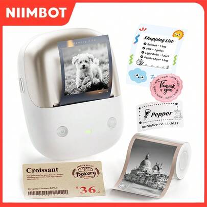  Niimbot B2Pro 300DPI 便携式热敏标签照片打印机，蓝牙连接，黑红配色，可打印条形码、照片、便签标签（全新）