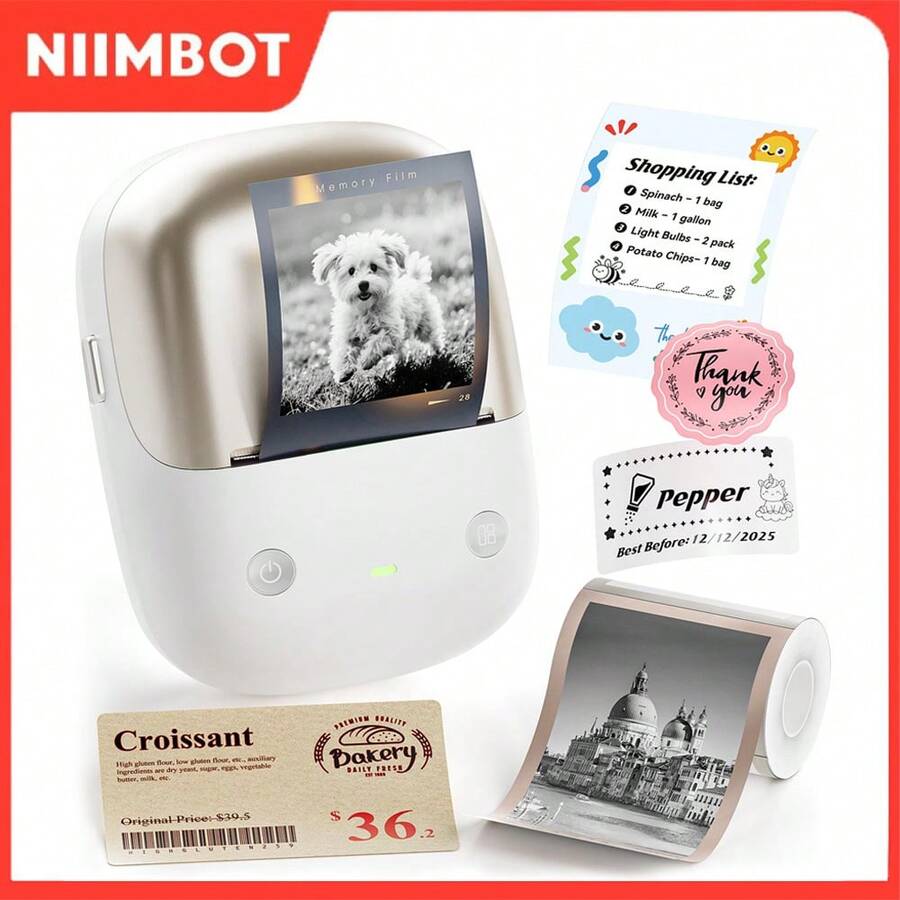 Niimbot B2Pro 300DPI 便携式热敏标签照片打印机，蓝牙连接，黑红双色打印，条形码和照片标签打印，新品上市