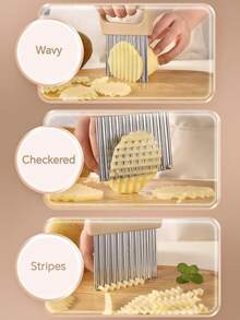 Stainless Steel Deepened Wolfberry Potato Slicer, Wavy Potato Cutting Tool, Vegetable Cutter, Wave Pattern Slicer - Multicolor - View 7