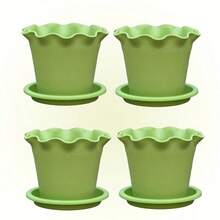 3 Buah Pot Bunga dengan Lubang Drainase dan Baki, Desain Kreatif Cocok untuk Tanaman dan Sukulen Berukuran Kecil dan Sedang, Wadah Dekoratif Dalam/Luar Ruangan yang Bernapas dan Tahan Lama – Sempurna untuk Kamar Tidur, Kantor, Taman, Balkon, Kafe - A - View 4