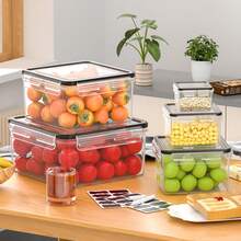 5/6Pcs Stackable Meal Prep Lunch Box Set, Reusable Food Storage Containers With Secure Lids, Labels & Marker For Fridge, Work, School & Kitchen Use - 1 Set - View 9