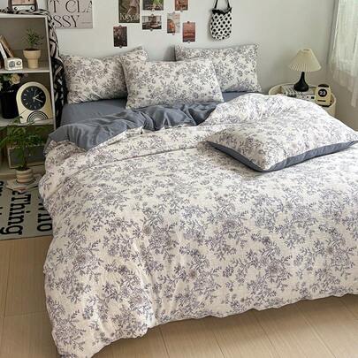 1 bộ ga trải giường in họa tiết tươi mát, có thể giặt được, phù hợp cho phòng ngủ, ký túc xá, du lịch, mọi mùa. Sản phẩm không bao gồm ruột chăn/bông, có dây buộc ở các góc.