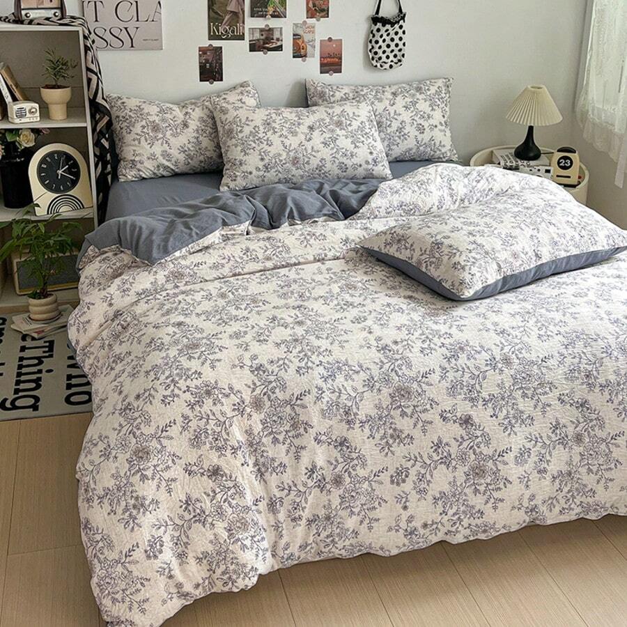 1pc Refreshing Printed Washable Duvet Cover, Suitable For Bedroom, Dormitory, Travel, All Seasons, All Products Do Not Include Comforter/Filling, With Corner Ties