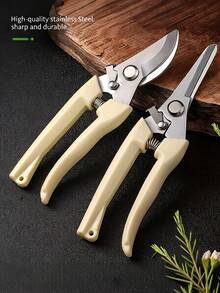 1 chiếc kéo cắt tỉa cây chuyên nghiệp bằng thép không gỉ, thiết kế tay cầm màu trắng tiện dụng, thích hợp để tỉa cành, hoa, ghép cây, vườn cây ăn quả, các công việc làm vườn, cắt hoa, cây cảnh, bonsai và thu hoạch trái cây quanh năm. - nhiều màu - Xem 2