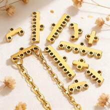10 chiếc đầu nối dây chuyền nhiều lỗ, nhiều sợi bằng thép không gỉ 304 mạ vàng và bạc, tấm nối dùng để làm đồ trang sức DIY, thích hợp cho vòng tay, dây chuyền. - Kết nối xốp bằng thép không gỉ - Xem 6
