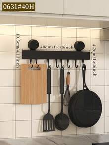 No Drilling Suction Cup Kitchen Hook Rack, Wall Mounted Utensil Hanger, Reusable Heavy Duty Hanging Rail For Pots, Pans, Spatulas, Space Saving Kitchen Storage Organizer, No Damage To Walls, Easy Install,Space Saving Kitchen Storage Organizer - Multicolor - View 14