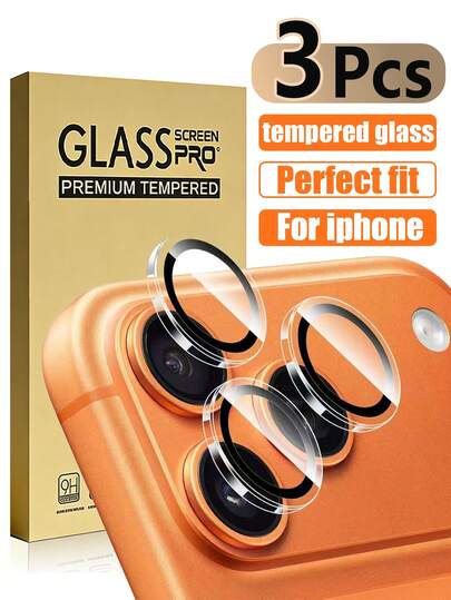 MIGAE 3 miếng dán bảo vệ ống kính camera trong suốt cho iPhone 17 Pro Max/17/16/16e/16 Pro Max/16 Pro; Miếng dán bảo vệ ống kính camera đơn cho iPhone 15 Pro Max/15/15 Pro/15 Plus/14 Pro Max/14 Pro/14/14 Plus/13 Pro Max/13/13 Pro/13 Mini/12 Pro Max/12/12 Pro; Chụp ảnh HD; Miếng dán bảo vệ ống kính bằng kính cường lực siêu mỏng; Phụ kiện điện thoại; Tương thích với ốp lưng điện thoại.