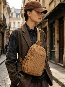 Túi đeo chéo màu đen kẻ caro, dung tích lớn, bền chắc, chống mài mòn, ba lô đeo ngực nhiều ngăn nhẹ, tiện dụng cho nam và nữ, ba lô du lịch đa năng. - Nhiều màu - Xem 7