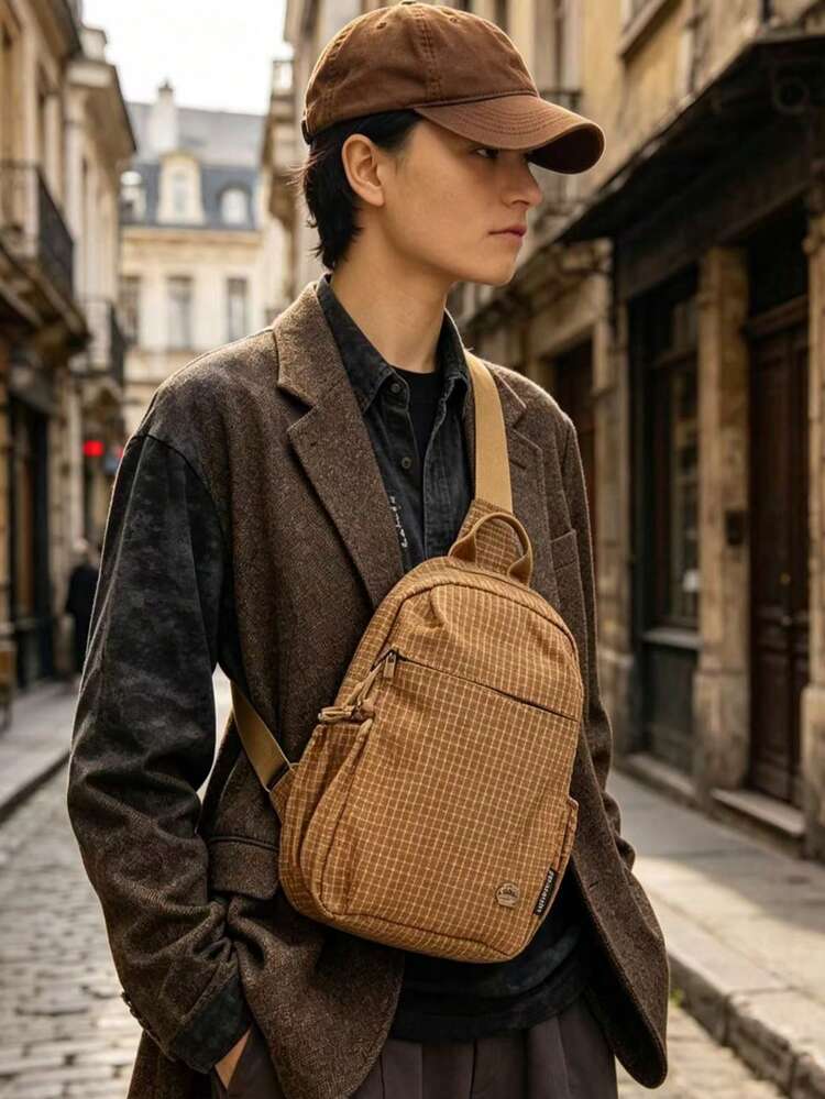 Túi đeo chéo màu đen kẻ caro, dung tích lớn, bền chắc, chống mài mòn, ba lô đeo ngực nhiều ngăn nhẹ, tiện dụng cho nam và nữ, ba lô du lịch đa năng. - Nhiều màu - Xem 6