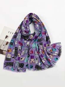 1 chiếc Abaya nữ kèm khăn choàng in hình chó mèo, phong cách đường phố đa năng, thích hợp đi biển và đi nghỉ mát. - Nhiều màu - Xem 5