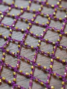 1pc Bohemian Purple Beaded Mesh Shawl, Handmade Crochet Hollow Out Sunscreen Wrap, Suitable For Beach, Party, Wedding, Women's Elegant Crystal Tassel Cape - Purple - View 6