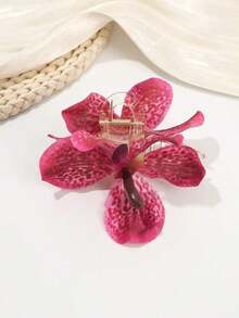 1pc Fashionable Bohemian Artificial Flower Hair Clip, Women's Hair Accessory For Vacation, Party, Photography, Gift For Friends Summer Beach Claw Clips Summer Beach Hair Claw - 彩色 - 查看 2