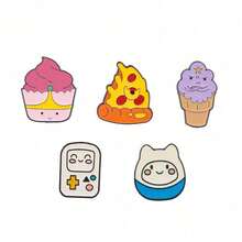 Bộ 5 chiếc ghim cài áo hoạt hình độc đáo hình kem, máy chơi game, ghim tráng men, phụ kiện trang sức, huy hiệu kim loại, quà tặng. - Một kích thước - Xem 5
