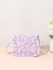 Bolso de concha cruzado de metal decorado con estampado de mariposa miniatura - Flor morada - Ver 6