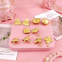 Retro Fashionable Gold Earrings, Women's Jewelry, Stainless Steel Material, Minimalist Elegant Cute, Suitable For Dresses, Sweaters, Suits, Skirts And Other Daily, Vacation, Work, Date Occasions, A Perfect Gift For Girls - Multiple Styles - View 8