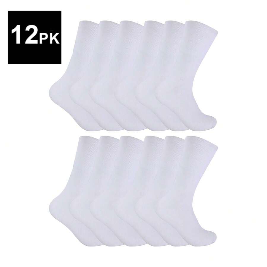 Sock Snob Sock Snob - 12 Pairs Mens Thermal Diabetic Socks | Non Elastic Extra Wide Diabetic Socks For Poor Circulation - White - View 1