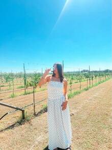 New Spring/Summer Sexy Off-Shoulder Polka Dot A-Line Elegant Waist-Cinching Slimming Dress Evening Gown - trắng - Xem 6