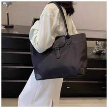 LEATVOOK Large Capacity Women's Fashionable Nylon & Canvas Tote Bag For Mom, Commute, Shoulder Bag Versatile Shoulder Travel Bag, Women's Commuter Bag School Bag, Back To School Backpack, Lightweight Middle School, High School, First Day Of School, Work, Business, Commute, Work Bag Women, Ideal For Everyday Elegance & Special Occasions, Large School Tote Bag - màu đen - Xem 3