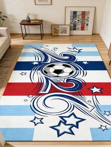 1pc Football/Soccer Style Doormat, Bathroom Mat, Bath Rug, Entrance Mat, Small Rug, Carpet, Home Decor, Area Rug, Outdoor Mat, Bedroom Carpet, Washable Rug - Blue - View 2